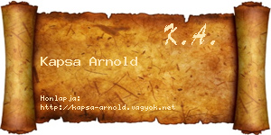 Kapsa Arnold névjegykártya